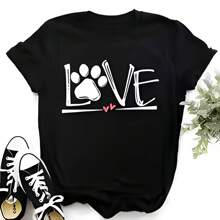 Women Dog Paw Print T Shirt Cute Love Paws Female Short Sve Cartoon Cistmas Tops Print Ladies Tees Tshirt Graphic T-Shirt (18)