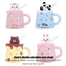 Taza de Cerámica Adorable con Diseño de Animales en Relieve, Incluye Pajita de Vidrio Reutilizable, Capacidad de 360 ml, Ideal para Bebidas Calientes y Frías, Estilo Lúdico y Único con Temática de Conejo, Panda, Gato y Oso, Material Cerámico de Alta Calidad, Resistente y Duradero, Diseño Ergonómico con Asa Texturizada para un Agarre Cómodo, Perfecto como Regalo para Niños y Amantes de los Animales, Dimensiones Compactas de 9.8 cm x 9 cm, Peso de 470 g, Ideal para el Hogar, Oficina o como Accesorio Decorativo, Disponible en Cuatro Colores Pastel para Elegir, Añade un Toque Dulce y Divertido a tu Rutina Diaria. - conejito rosa - Ver 9