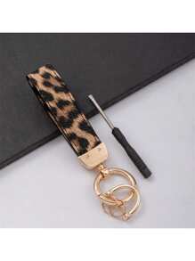 TTOBS 1pc Exquisitely Crafted Leopard Print Leather Car Key Chain With Adorable Cherry Pendant - , Fashionable And Multi-Functional Backpack Keychain - The Perfect Accessory For Backpacks. The Perfect Valentine's Day Gift, Also An Ideal Gift For Your Beloved Girlfriend.