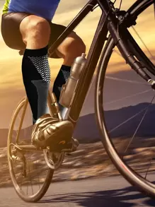 1Pair Running Men Compression Socks Fit Football Soccer Fitness Climbing Traveling Hiking Stockings 30 Mmhg Athletic Men Women Sports Socks XXL, Fall - Black - View 8