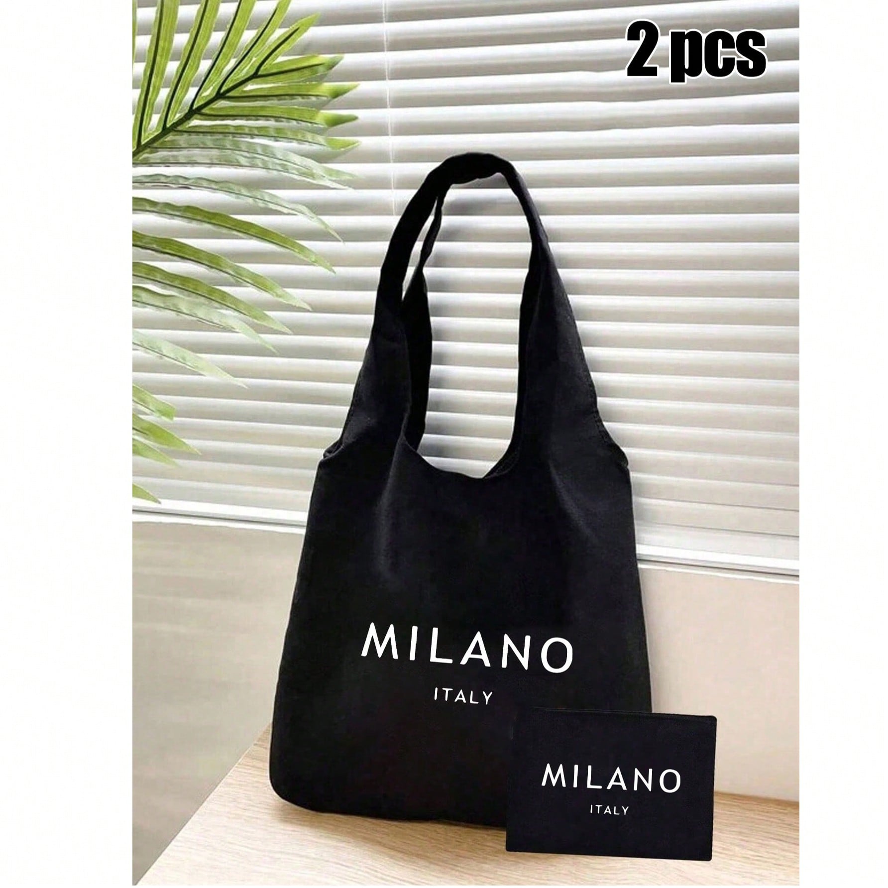 Bolso de mano con diseño de letra de Milán, estilo minimalista, adecuado para viajes. Diseño de letra "Milán, Italia", bolsa de cosméticos, bolsa