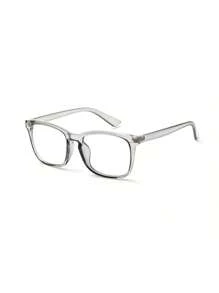 Horn-Rimmed Rectangle Blue Light Blocking Glasses – Classic And Stylish - Grey - View 1