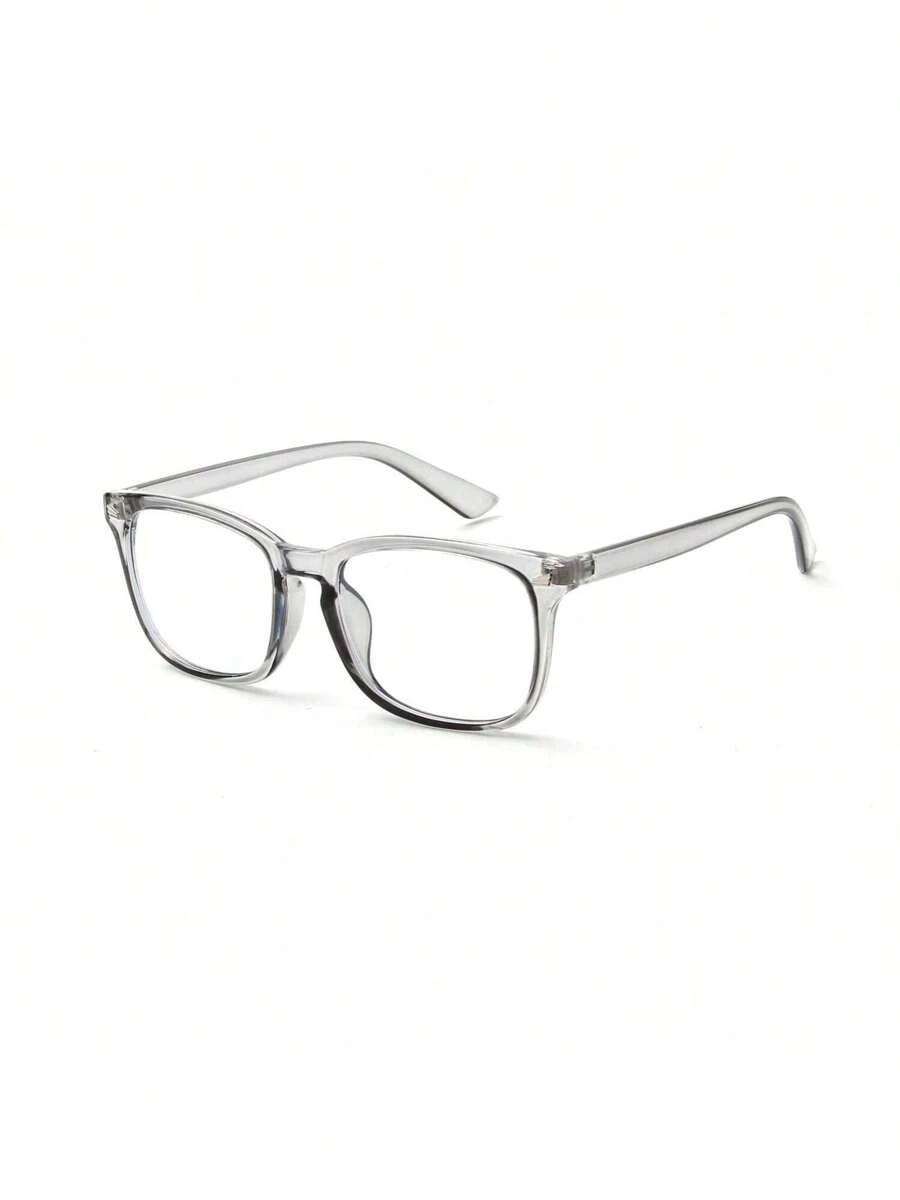 Horn-Rimmed Rectangle Blue Light Blocking Glasses – Classic And Stylish - Grey - View 1