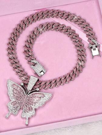 Collar con colgante de mariposa de aleación de zinc brillante, estilo Y2K, regalo de joyería de moda para mujeres