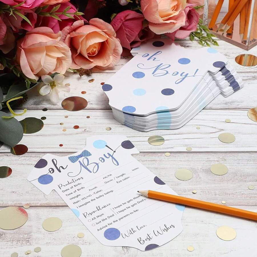 10pcs/Set Baby Gender Reveal Party Game Cards, Baby Shower Prediction & Bless Cards - Multicolor - View 1