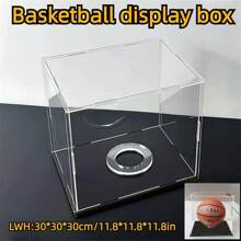Estuche de exhibición de acrílico premium para artículos de recuerdo deportivos - Perfecto para balones de baloncesto, fútbol, fútbol americano, golf y tenis con base redonda adicional - Base negra - Ver 11