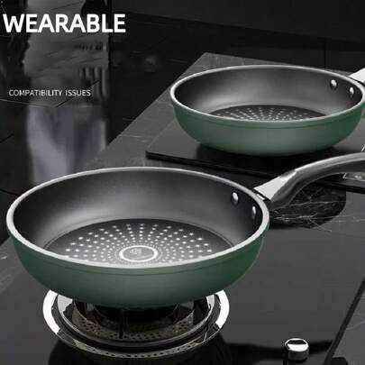 1pc 24cm/9.45" Non-Stick Flat Bottom Frying Pan, Crystal Diamond Coating, Suitable For Baby Food, Omelette, Cooking On Gas Stove And Induction Cooktop, New Model Non-Stick Wok, Cookware For Kitchen