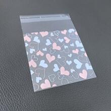 200 piezas de bolsas de regalo de plástico con sello autoadhesivo, diseño de corazón transparente, adecuado para galletas, dulces y embalaje de horneo - Rosa - Ver 8