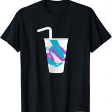 90s Soda Cup Vaporwave Aesthetic Paper Coffee Retro Teal T-Shirt - Black - View 1