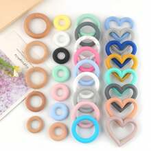 3/8 pièces Perles en silicone en forme d'anneau, perles en silicone DIY, convient pour faire des bijoux, des pendentifs de collier et des ornements - Bague perles en silicone - Voir 2