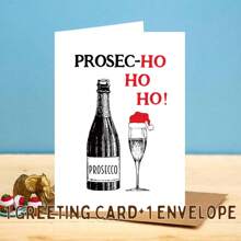 Prosechohoho Christmas Card, Prosecco Christmas Card, Funny Christmas Card, Prosecco Card, Prosecco, Holiday Card, Card Pack, Christmas Card Including Envelope - Style-01 - View 8