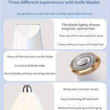 1 件女士三合一电动脱毛套装便携式脱毛器多功能剃须刀无痛去除毛发多头剃须新款鼻毛剃须刀 - USB 可充电面部修剪器、鼻毛修剪器、全身脱毛器、女士 - 彩色 - 查看 5