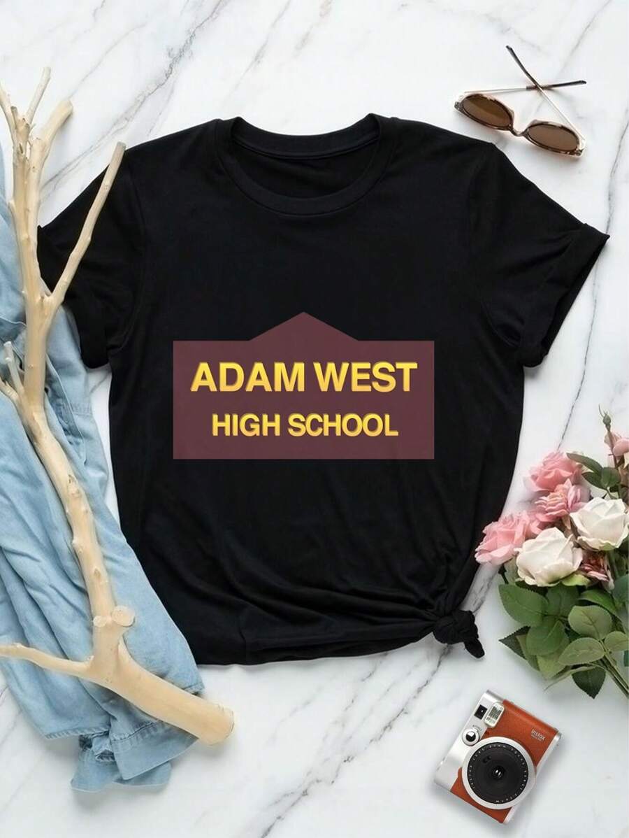 Lovers T-Shirts Adam West High School Family Guy T-Shirt For Women (Meg Griffin Peter Griffin Stewie Griffin Patriot Ale) - Black - View 1