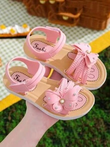 2025 夏季新款儿童凉鞋，女童时尚沙滩防滑凉鞋，公主设计 - 粉色 - 查看 1