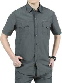 Men's Casual Mountaineering Tactical Fishing Shirt - Dark Grey - View 1