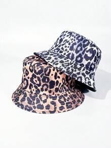 1 buc. Pălărie de găleată unisex de primăvară/vară cu imprimeu leopard, stil nou retro european și american, îmbrăcăminte versatilă pe două fețe, pălărie de soare ocazională la modă de stradă pentru uz zilnic