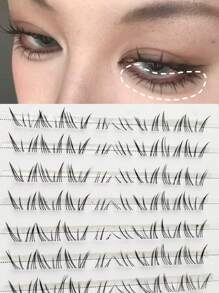 80pcs Arctic Star Under Lash Clear Stem B Curl False Eyelashes, Natural Look Sunflower Lashes For Beginnerslash Clusters,Eyelash Clusters,Individual Eyelashes,Lashes,Fake Lashes
