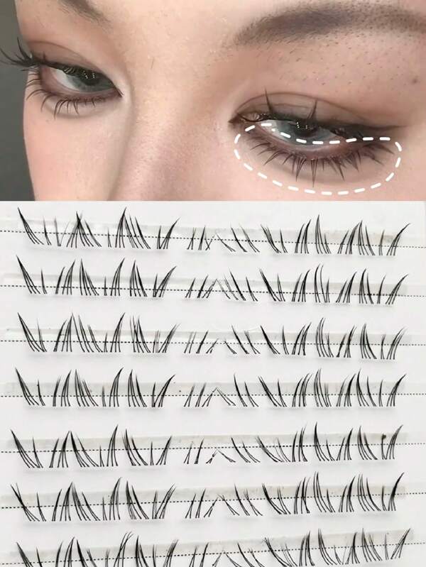 80pcs Arctic Star Under Lash Clear Stem B Curl False Eyelashes, Natural Look Sunflower Lashes For Beginnerslash Clusters,Eyelash Clusters,Individual Eyelashes,Lashes,Fake Lashes