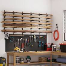 Wood Organizer Metal Rack - 6-Tier Detachable Lumber Storage Metal Rack & Adjustable Wall Mount Wood Storage Lumber Organizer Rack For Garage Basement Shed Or Workshop - 黑色 - 查看 2
