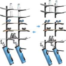 Wood Organizer Metal Rack - 6-Tier Detachable Lumber Storage Metal Rack & Adjustable Wall Mount Wood Storage Lumber Organizer Rack For Garage Basement Shed Or Workshop - 黑色 - 查看 5