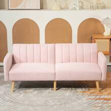 HOMCOM Sofá Cama de 2 Plazas Moderno Sofá Cama Plegable Tapizado en Lino Sintético con Respaldo Ajustable en 3 Niveles y Reposabrazos Desmontables para Salón Oficina 173x75x73 cm Rosa - Rosa - Ver 8