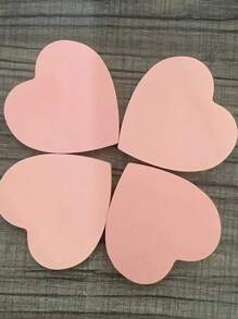 100pcs Heart-Shaped Sticky Notes, Pink Heart Memo Pads, Popular Back To School Student Memo Books, Fridge Stickers