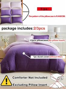 Juego de funda nórdica de 2/3 piezas de poliéster con degradado morado, set de ropa de cama moderno y de moda adecuado para todas las estaciones (1 funda nórdica + 1/2 fundas de almohada)