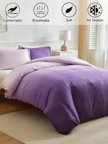 Juego de funda nórdica de 2/3 piezas de poliéster con degradado morado, set de ropa de cama moderno y de moda adecuado para todas las estaciones (1 funda nórdica + 1/2 fundas de almohada)