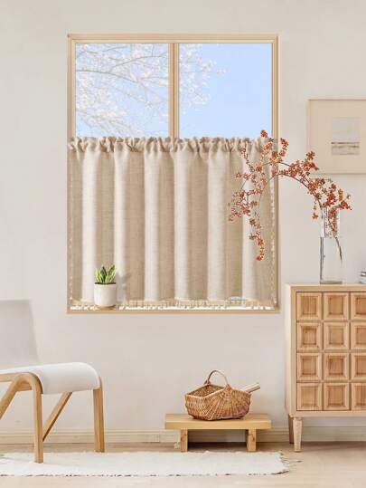 1 pieza Cortina con flecos de borla en beige, cortina de estilo minimalista japonés, adecuada para la sala de estar, el dormitorio, la cocina, ventanas, armarios y puertas