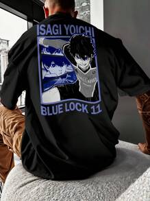Shirt Oversized T-Shirt Streetwear Blue Lock Isagi Yoichi Football Player Anime REF 7119 VEST NERD - Negro - Ver 5