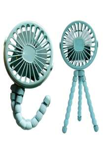 Mini Octopus Fan For Baby Stroller 3 Speed Adjustment 500mAh Office Room And Car - Teal Blue - View 3