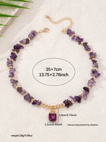 1条波西米亚风格紫色砾石个性化项链（砾石大小、颜色深度随机）