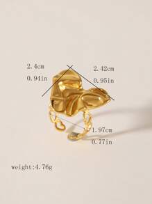 1 件 18K 镀金不锈钢几何花卉开口戒指，时尚简约欧美风格，适合女性日常和派对佩戴 - 金色 - 查看 7