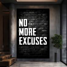 No More Excuses On Brick Wall Large Wooden Framed Wall Art Home Decor Canvas Painting- For Bedroom, Bathroom, Living Room, Office, Kitchen, Holiday Gift- 1pc - 彩色 - 查看 2