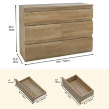 Commode With 6 Tiroirs, Armoire à Tiroirs, Meuble Rangement, Commode Chambre, Commode With Tiroirs, Ideal For The Salon, The Chambre à Coucher And The Office, 100x30x70 Cm (Sonoma) - 棕色 - 查看 4