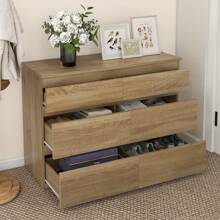 Commode With 6 Tiroirs, Armoire à Tiroirs, Meuble Rangement, Commode Chambre, Commode With Tiroirs, Ideal For The Salon, The Chambre à Coucher And The Office, 100x30x70 Cm (Sonoma) - 棕色 - 查看 3