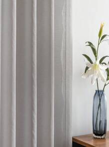 Minimalist Solid Color Sheer Half-Transparent Curtain Drapes For Bedroom - Light Grey - View 4