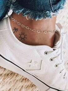 Heart Link Anklet Plated In 925 Silver And 18k Gold - 銀色 - 查看 4