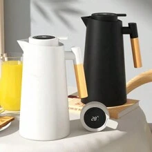 Nordic Thermal Bottle 1L Coffee Tea Wooden Handle Luxury - 白色 - 查看 4