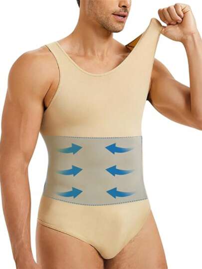 Slimming Mens Tummy Control Shapewear Bodysuit Belly Abdomen Compression Body Shaper Undershirt Underwear Tank Top Vest Shaping