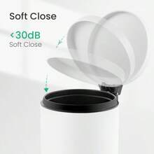 1.2 Gallons Small Trash Can With Lid, White Bathroom Garbage Can With Foot Pedal, Mini Round Wastebasket For Bathroom, Bedroom, Office, 4.5 Liters / 1.2 Gallons, White - White - View 4