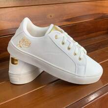 COMFORTABLE METALLIC FLOWER CASUAL WOMEN'S SNEAKERS - 白色 - 查看 2