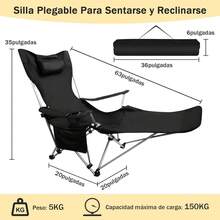 JeeLeeko 2 en 1 Silla de Camping reclinable portátil, Puede Sentarse Silla Reclinable para Acampar con Portavasos, Silla Plegable Portátil, Adecuada para Acampar al Aire Libre, Pescar, Playa, Viajar - 1 - Ver 3