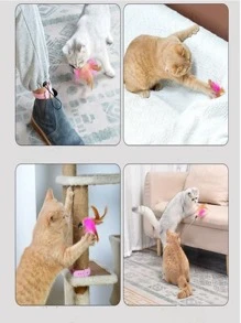 互动猫玩具棒自嗨羽毛项圈游戏带铃铛小猫训练玩耍搞笑棒宠物配件（人造羽毛）