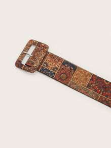 1 Pc BOHO Plus Size XXL Women's Waist Belt, Western Style Vintage Palace Random Floral Print Adjustable Waistband For Dress