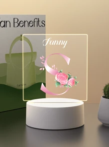 1pc Custom Name Creative Flower Initials Gift 3D Light Illusion LED Night Light Warm Light Birthday Gift Gift Wedding Gift - 3mm Small Square-26 Letters - View 9
