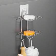 1 pieza, Portajabón de acero inoxidable, Portajabón de pared de una sola capa sin taladrar, Soporte de almacenamiento para baño Decoración del hogar para baño