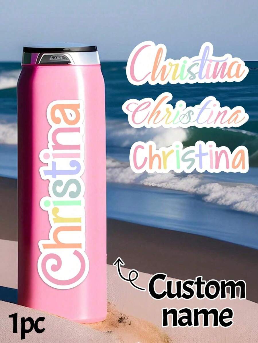 1/2/5/10 piezas Etiquetas con nombre personalizado, etiquetas con nombre personalizadas, etiquetas con letras manuscritas personalizadas, etiqueta con nombre personalizada, pegatina con texto personalizable, pegatina de pared, pegatinas de letras personalizadas de estilo retro, pegatina para botella de agua, pegatina para portátil, calcomanía de color, regalo de cumpleaños, regalo para mejor amigo - Multicolor - Ver 1