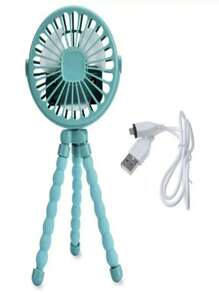 Mini Octopus Fan For Baby Stroller 3 Speed Adjustment 500mAh Office Room And Car - Teal Blue - View 2