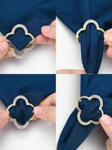 1 pièce Anneau de clip de t-shirt en métal, clip de col de chemise pour femme, clip d'écharpe, élégant clips d'anneau d'écharpe, écharpes nouées aux coins, avec un bouton décoratif en forme de trèfle pour fixer l'ourlet des vêtements polyvalents, un accessoire de bouton de t-shirt pour femme. - Multicolore - Voir 5